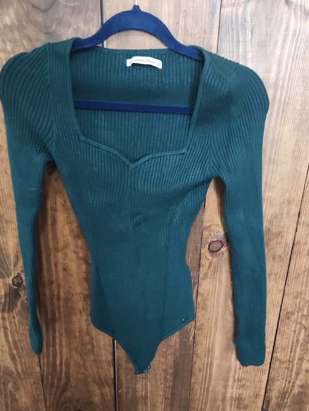 Green Abercrpmbie Ribbed Sweater Square-Neck Bodysuit